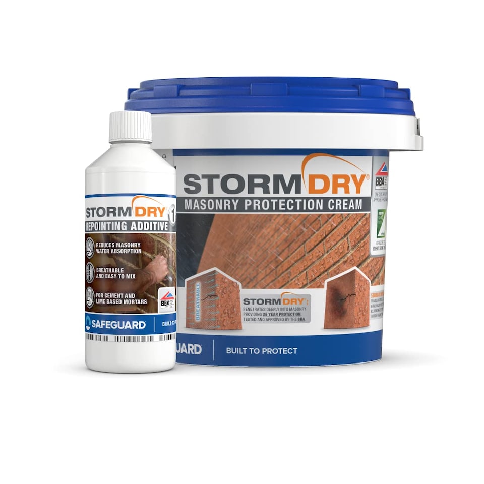 image 1 of Stormdry Masonry Waterproofing Cream 3L + Repointing Additive I - Exterior Brick, Stone, Concrete Waterproofing Sealer Bundle