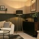 image 2 of ValueLights Barbro Grey Tripod Floor Lamp Drum Shade & Bulb