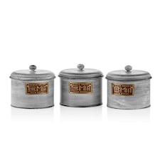 Stone Collection Coffee, Tea, And Sugar Canister Set - 17 cm (H) x 13 cm (Dia)
