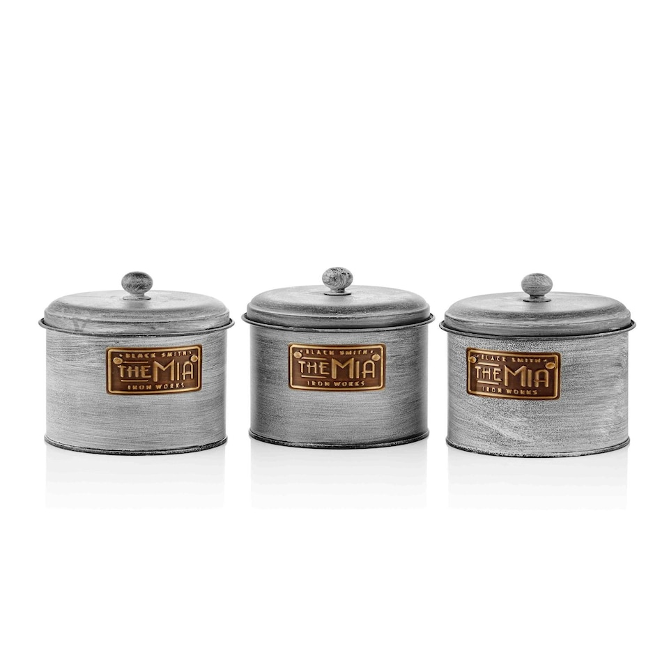 image 1 of Stone Collection Coffee, Tea, And Sugar Canister Set - 17 cm (H) x 13 cm (Dia)