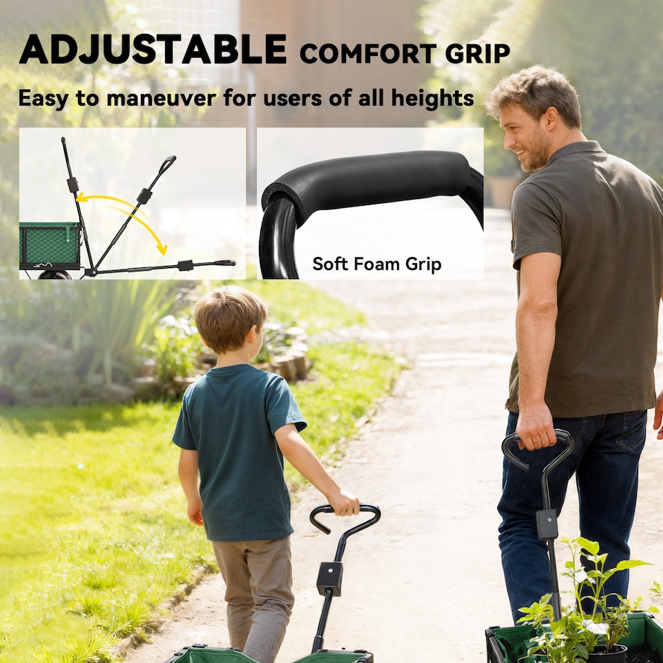 image 1 of Outsunny Garden Trolley Cart, Heavy Duty Festival Trolley with Removable Liner, Quick-Release Sides