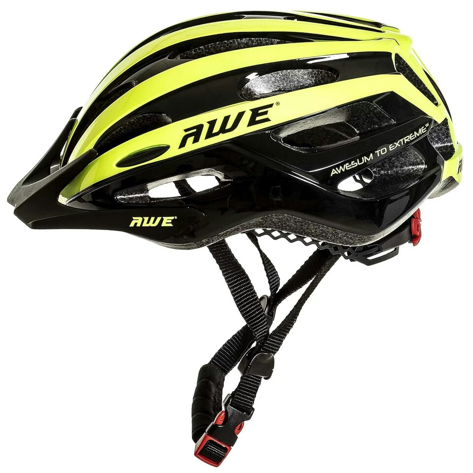 image 1 of AWE AweAir In Mould Adult Bike Helmet Medium 55-58cm Black/Neon Crash Guarantee* | Black | Neon