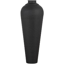 Medium Hammered Vase with Lid - Metal - L31 x W31 x H80 cm - Matt Black Finish Black