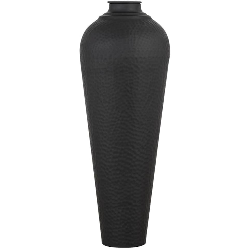 image 1 of Medium Hammered Vase with Lid - Metal - L31 x W31 x H80 cm - Matt Black Finish Black