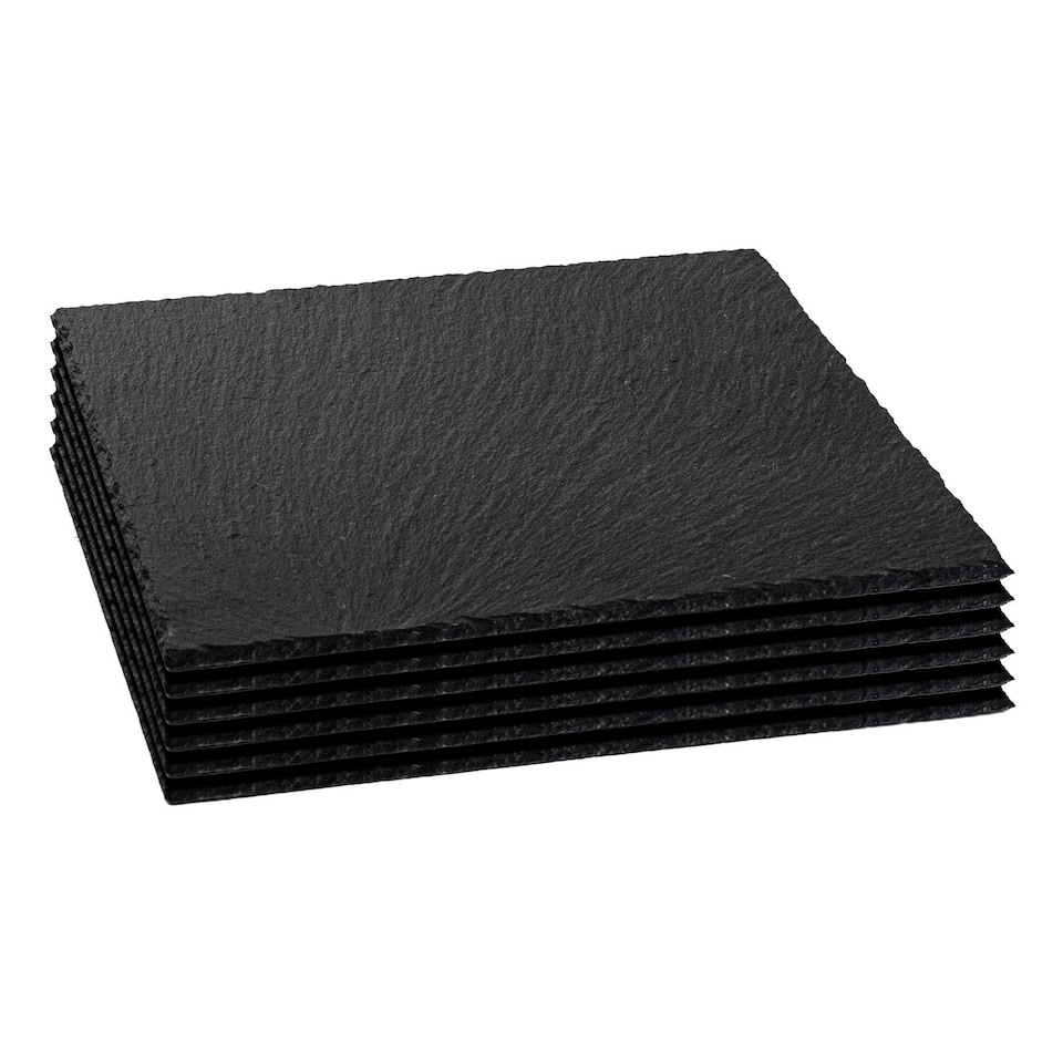 image 1 of Argon Tableware Square Slate Placemats - 33cm - Pack of 6 Black