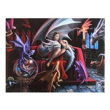 Anne Stokes Dragon Charm Canvas Plaque - Multicoloured - 25cm x 19cm