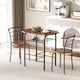 image 7 of HOMCOM Dining Table and Chairs Set 3, Breakfast Bar Table and 2 Chairs with Storage Shelf, Wood-Effect Tabletop, Metal Frame, Dining Room Set for Living Room, Small Space, Natural