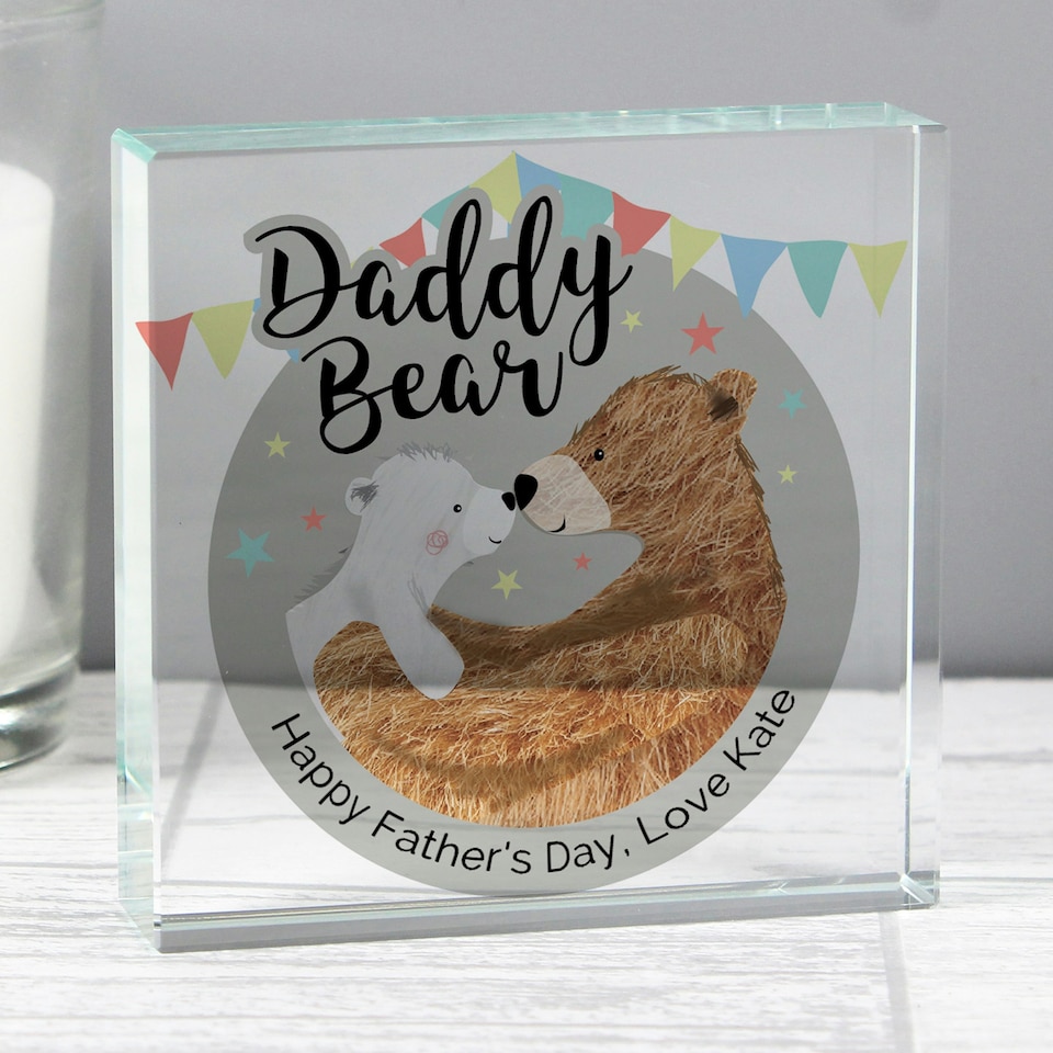 image 1 of Personalised Daddy Bear Crystal Token Clear | One Size