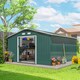 image 2 of Outsunny 13 x 11ft Metal Garden Shed, Outdoor Storage Tool House with Ventilation Slots, Foundation Kit and Lockable Double Doors, Green
