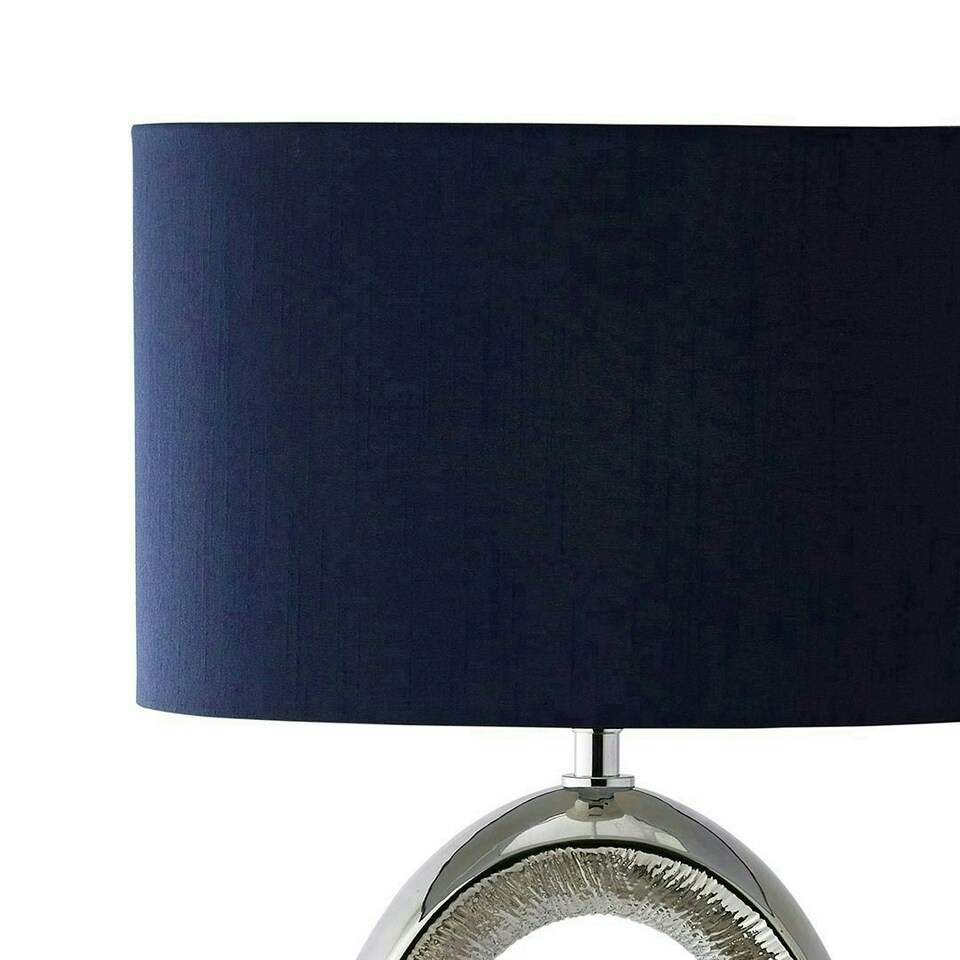 image 1 of Dott Chrome Ceramic Table Lamp with Blue Shade Blue