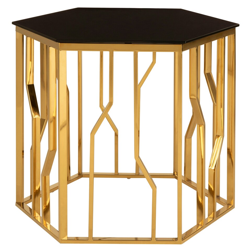 image 1 of Interiors By Premier Contemporary Hexagonal Side Table, Sturdy Metal Side Table For Livingroom, Hexagonal Design Bedside Table Gold