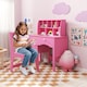 image 5 of COSTWAY Kids Study Desk and Chair Set Children Wooden Craft Table & Chair-Pink