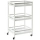 image 1 of HOMCOM 3-Tier Home Trolley Kitchen Storage w/ Steel Bars 4 Wheels Rolling White