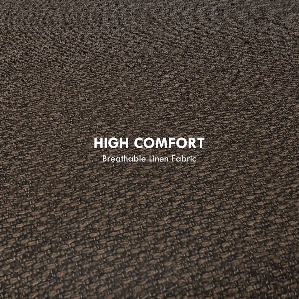 image 1 of HOMCOM Round Storage Stool, Linen Fabric Upholstered Foot Stool with Removable Top, Padded Seat, Hidden Space and Wooden Legs for Living Room, Brown