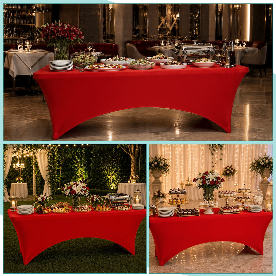 image 1 of 6FT Spandex Tablecloth Tight, Fitted Rectangular Patio Table Cover - 1pc