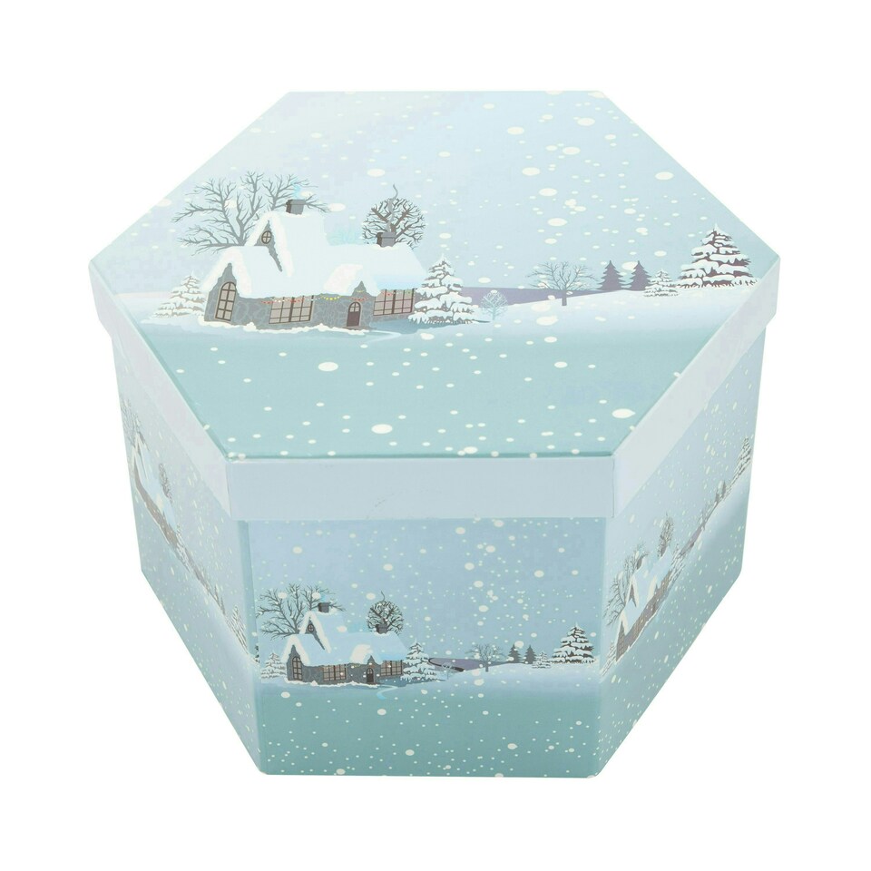 image 1 of 14pc Frosted Snow Xmas Village Bauble