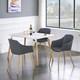 image 8 of Set of 2 Eden Modern Dining Chairs, Faux Leather Padded Cushion & Solid Wooden Legs Grey