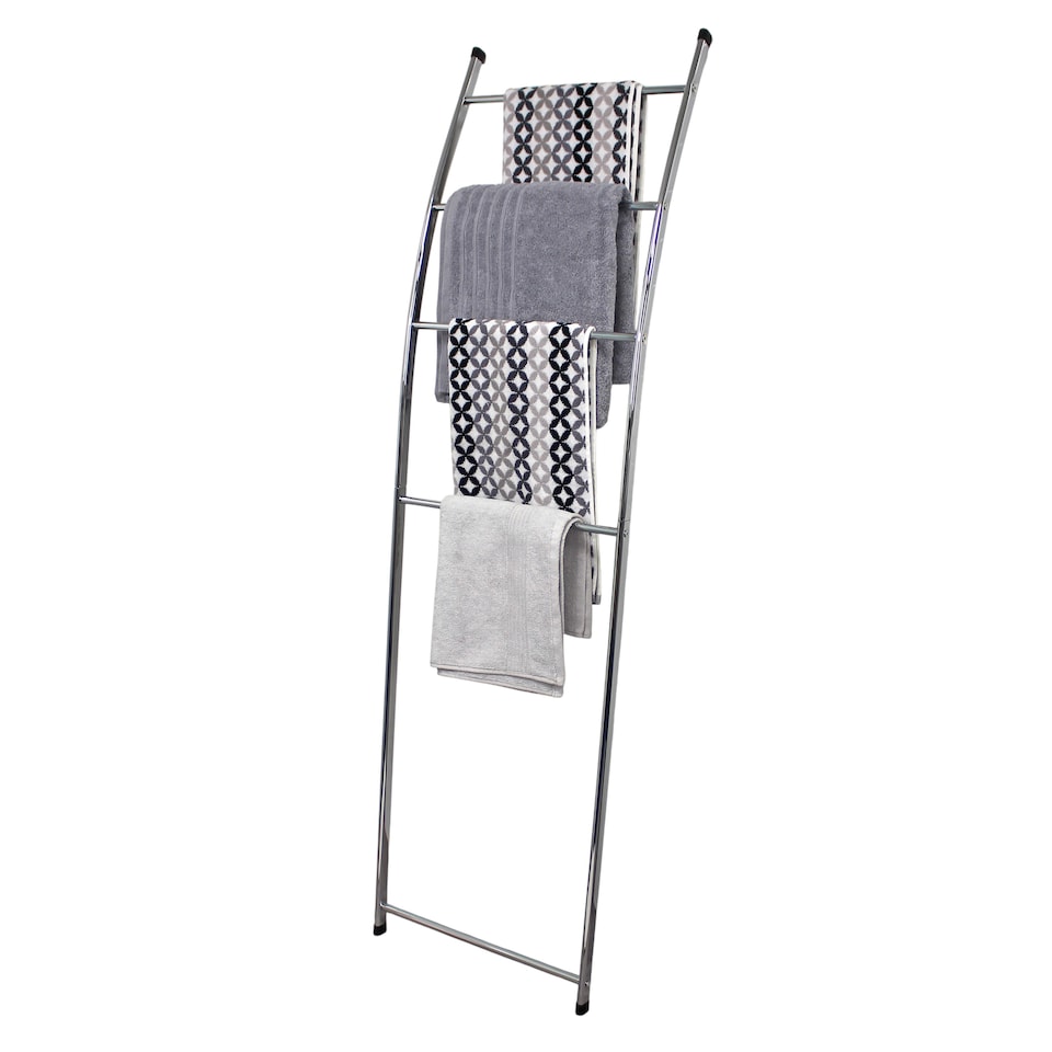 image 1 of Showerdrape Apex Chrome Bathroom Freestanding Towel Rail Storage Ladder | Silver | 1