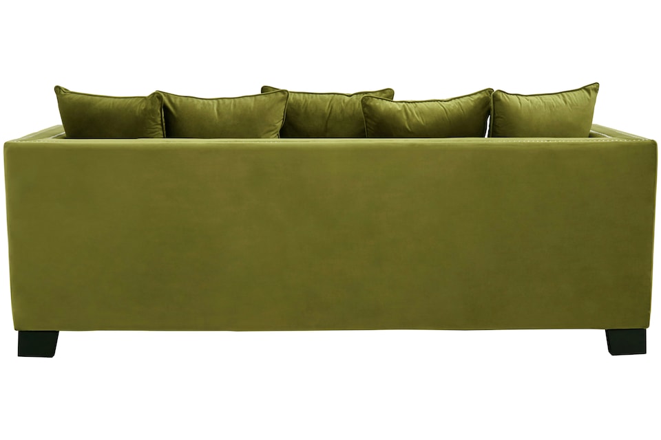 image 1 of Luxurious 3 Seat Moss Velvet Sofa, Moss Velvet Upholstered Mid Century Sofa, Modern Design 3 Seater Couch | Green | Three Seater