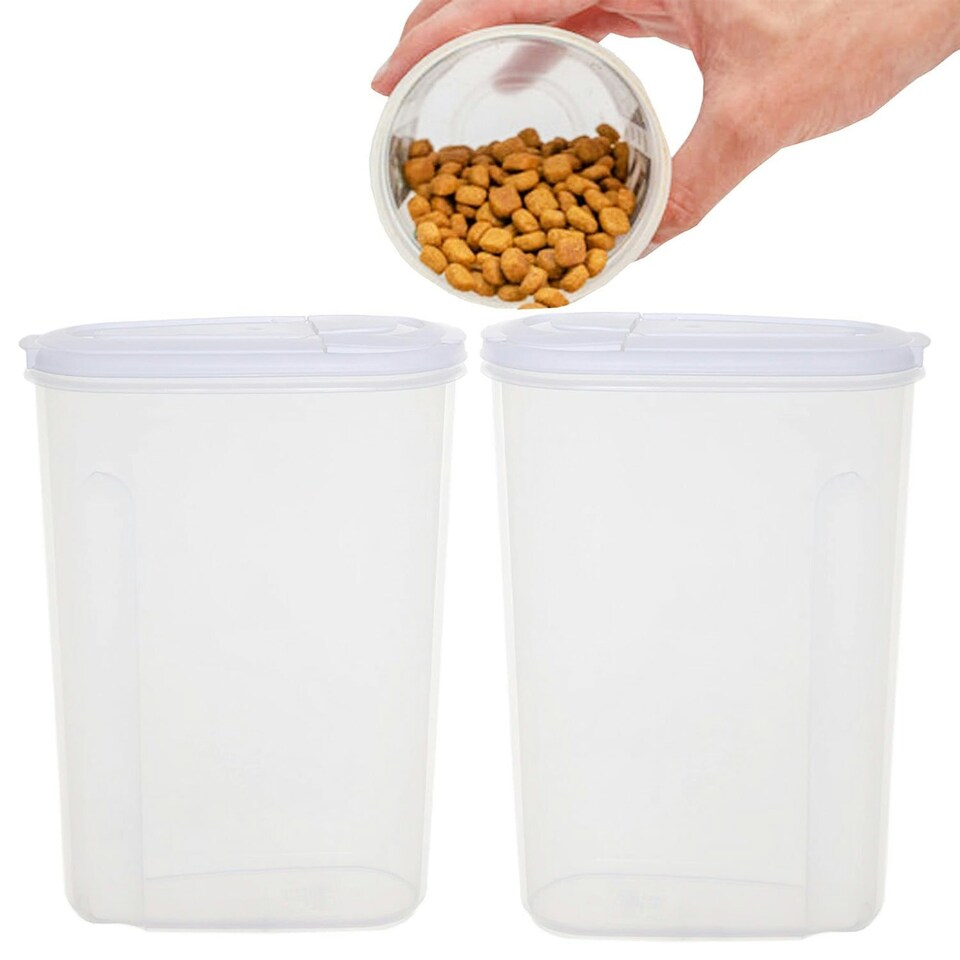 image 1 of 2 x 3L Airtight Kitchen Cereal Storage Containers For Dry Food, Pasta & Rice With Lids Clear