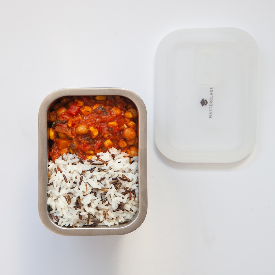 image 1 of MasterClass Food Container with Lid 1-Litre Stainless Steel Microwave Safe
