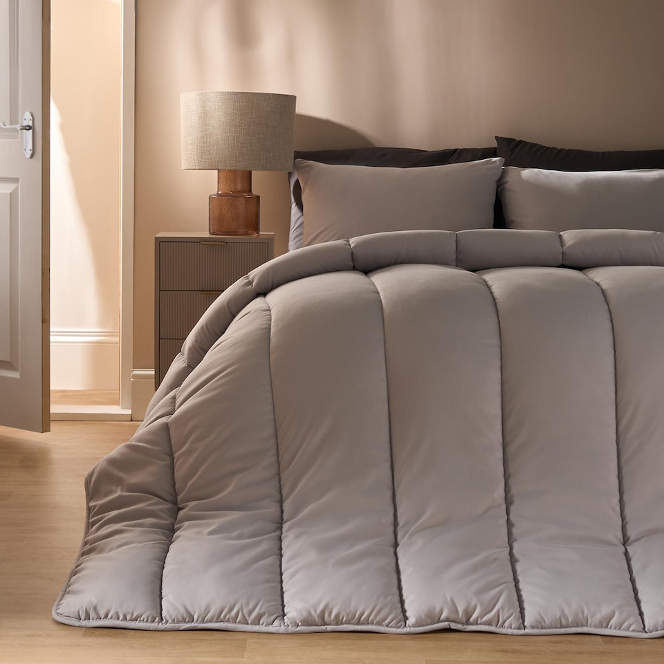 image 1 of OHS Plain 10.5 TOG Coverless Duvet with Pillowcase Bedding Set