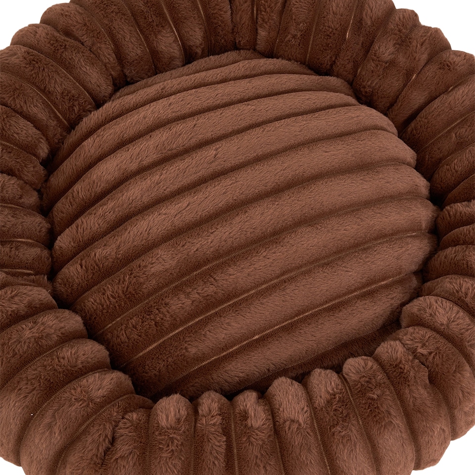 image 1 of Living and Home 6 Colour Soft Donut Pet Bed for Cats & Dogs,Warm & Cosy Retreat | Brown | Brown | L
