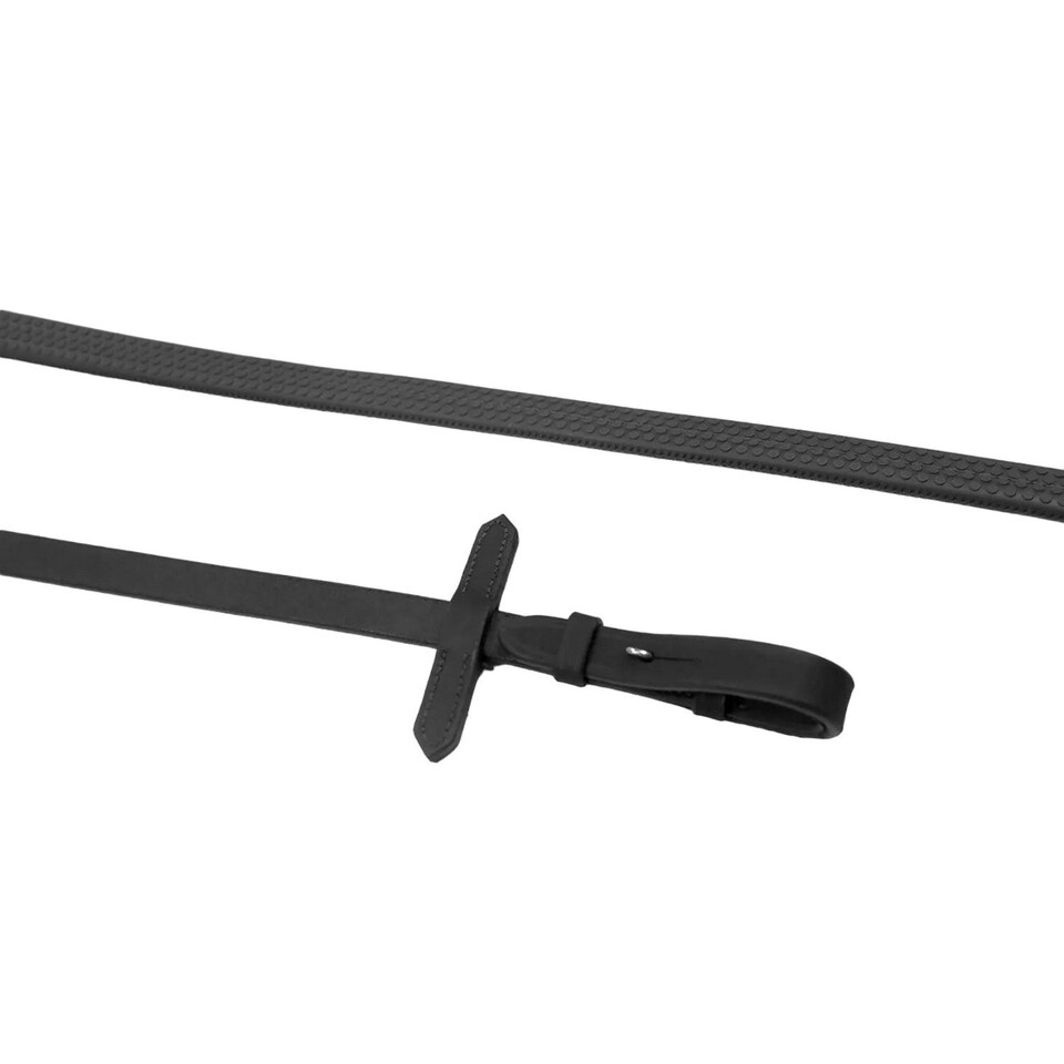 image 1 of Whitaker Lynton 5/8 Dimpled Grip Leather Rubber Reins - Black - Cob