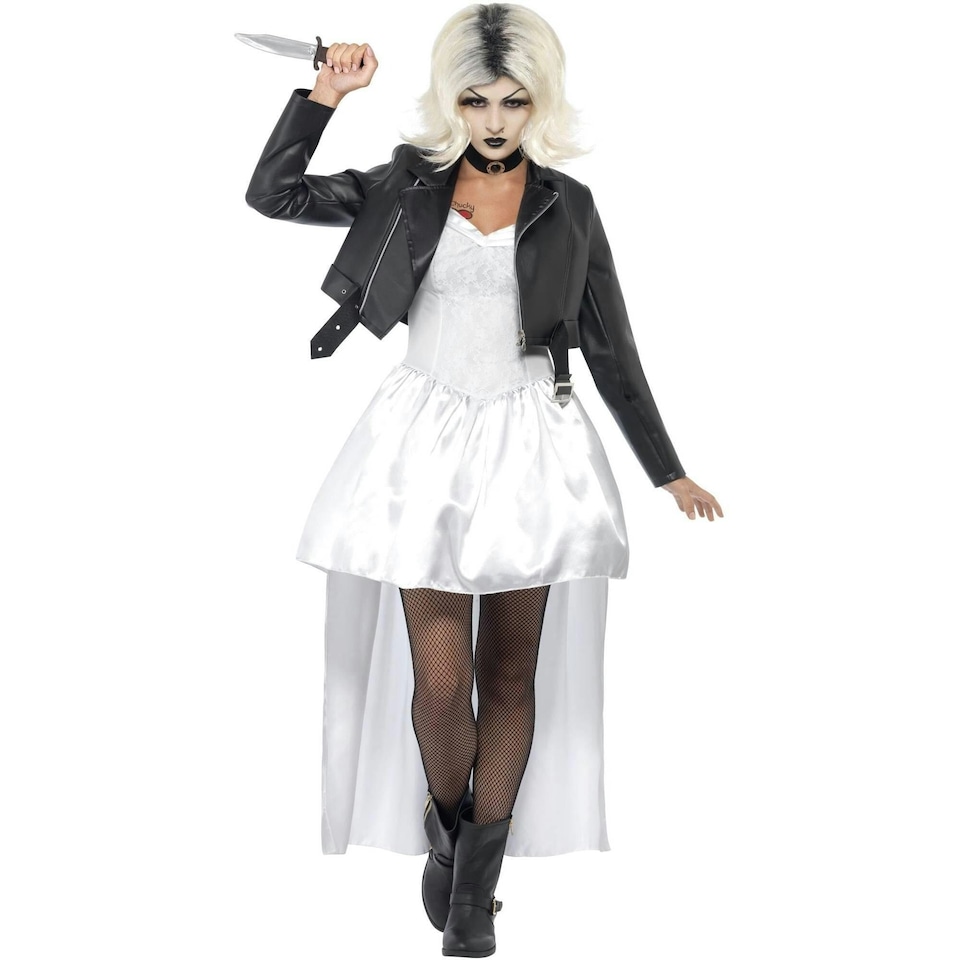 image 1 of Bride of Chucky Womens/Ladies Tiffany Lace Costume Set - White/Black - M | Multi | M