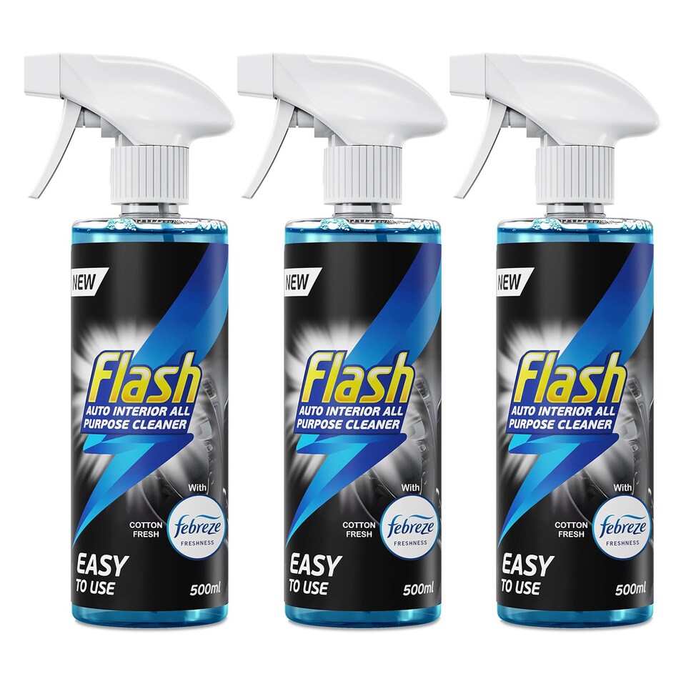 image 1 of Flash Car Care All-Purpose Interior Cleaner - Febreze Cotton Fresh Scent 3 x 500ml