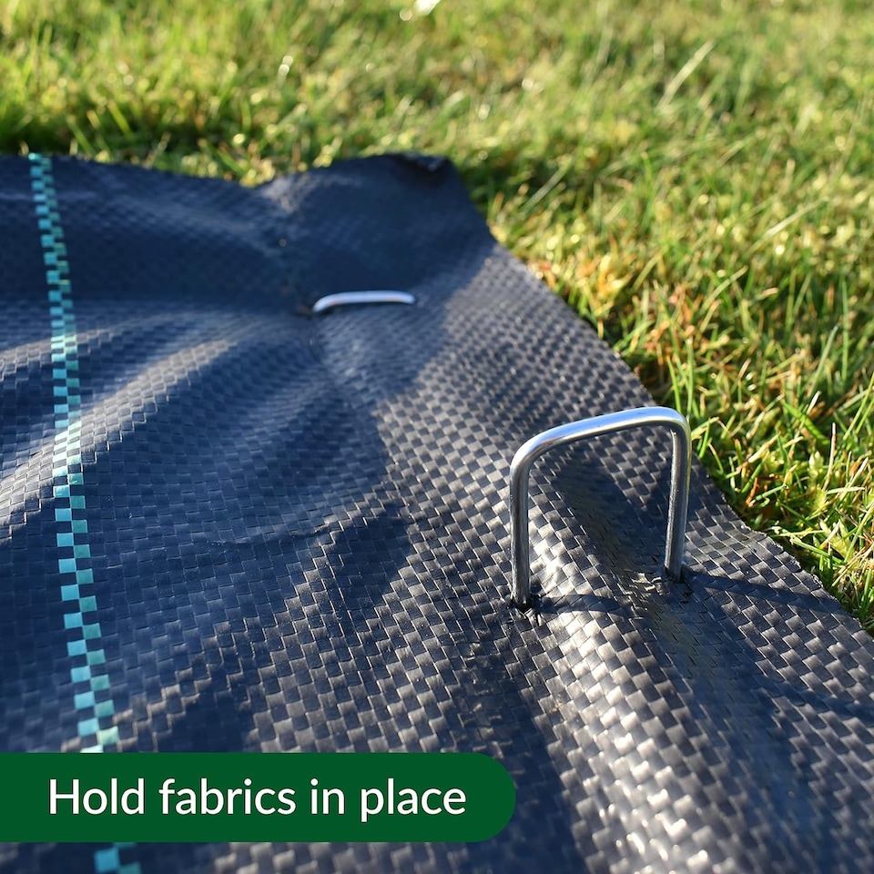 image 1 of Metal U-shaped Garden Pegs for Fixing Artificial Grass, Garden Cloth, Peat Mats and Nets