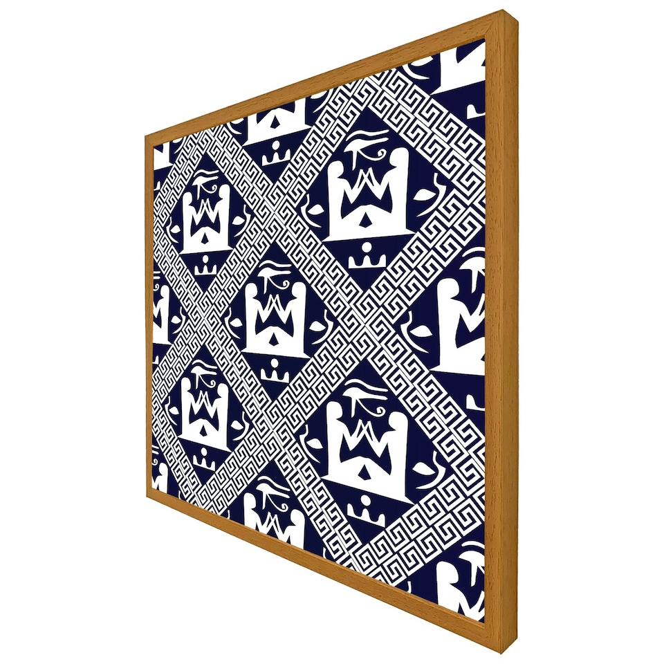image 1 of Egyptian hieroglyphs in navy (Picture Frame) Grey | M