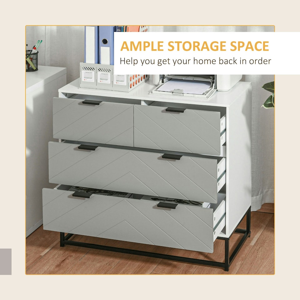 image 1 of HOMCOM Modern Chest of 4 Drawers Sideboard Dresser for Bedroom Living Room