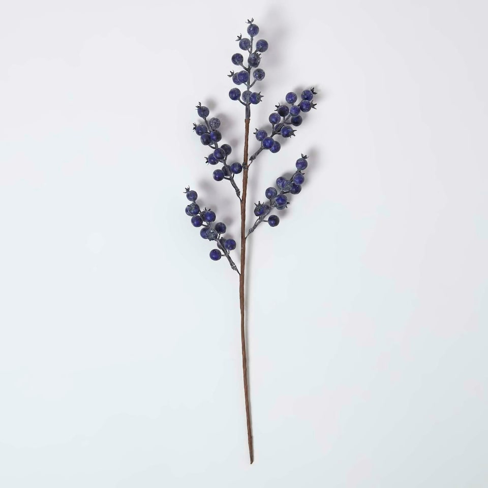 image 1 of Homescapes Artificial Small Blueberry Stem, 58 cm