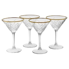 Timeless Martini Glass With Gold Rim Sets Queensway Tall Party Drinks Glassware | Clear | Clear | Set of 4