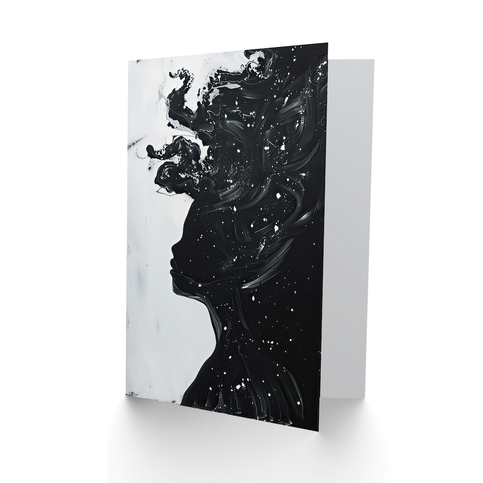image 1 of Woman Stars Abstract Portrait White Him Her Birthday Card