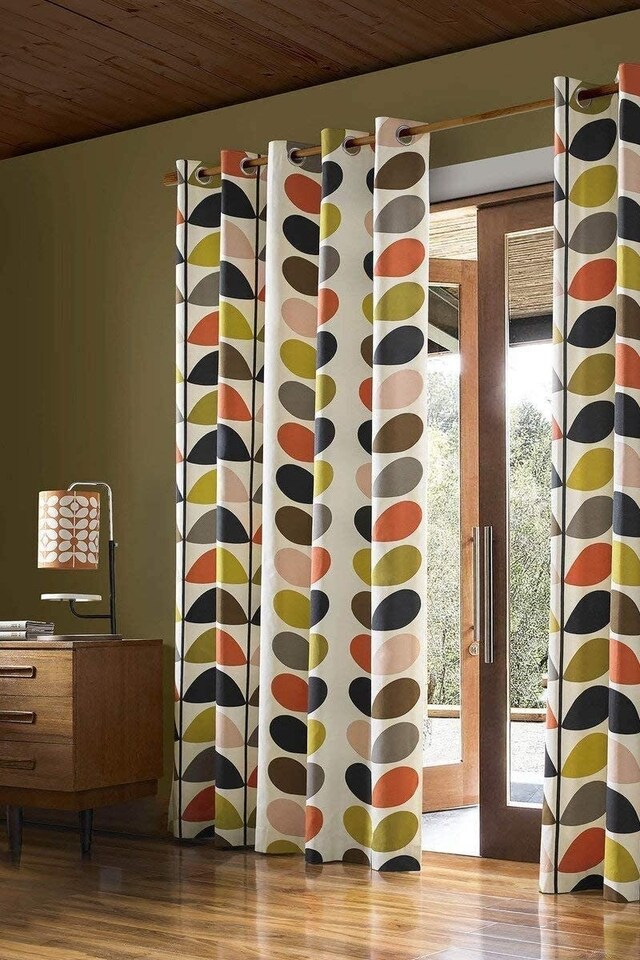 image 1 of Orla Kiely Multi Stem Fully Lined Eyelet Curtains - Multi - 168x183cm