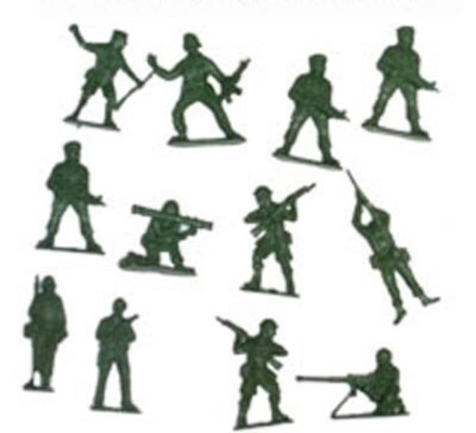 image 1 of Bag of 50 Traditional Green Plastic Toy Soldiers for Army Military War Games