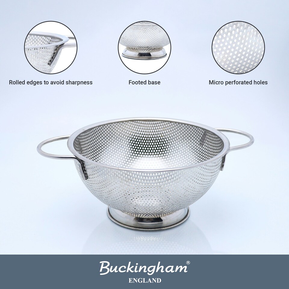 image 1 of Buckingham Stainless Steel Micro-perforated Deep Colander / Strainer 31.5 cm