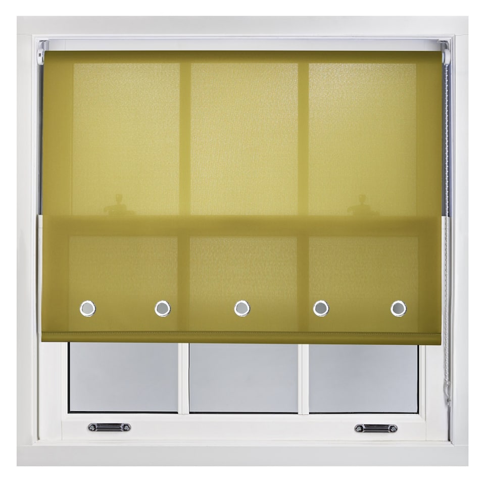 image 1 of FURNISHED Roller Blinds Daylight Round Eyelet Light Filtering Easy Fit Trimmable Window Blind | Green | Green | (W) 155cm x (L) 165cm
