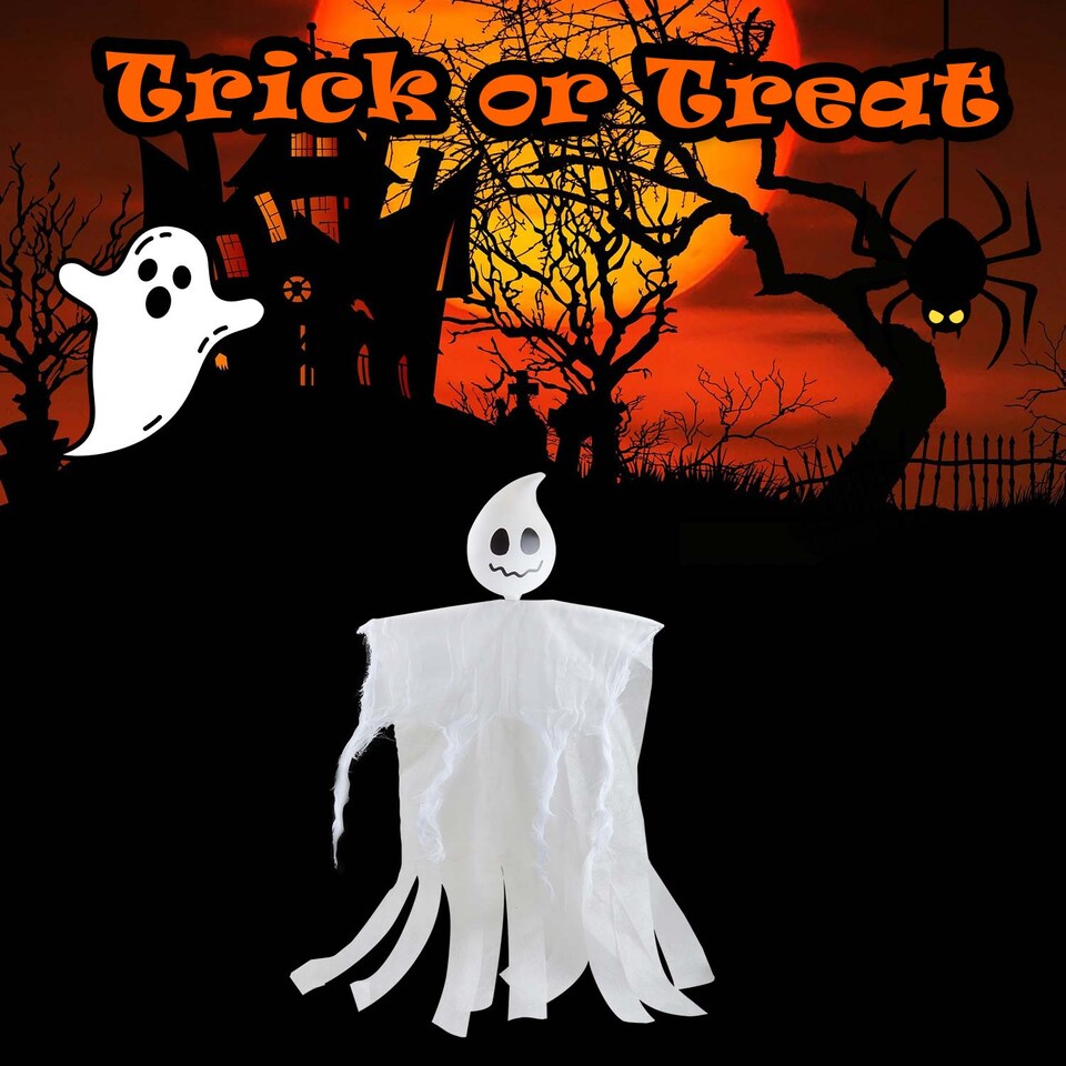 image 1 of vfm-estore Hanging Halloween Ghost Decoration for Party, Trick or Treat