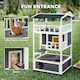 image 4 of PawHut Wooden Outdoor Cat House 3-Tier Kitten Shelter w/ Tilted Roof Grey