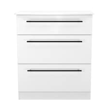 Howard 3 Drawer Deep Chest of Drawers in White Ash (Ready Assembled) | White | White Ash