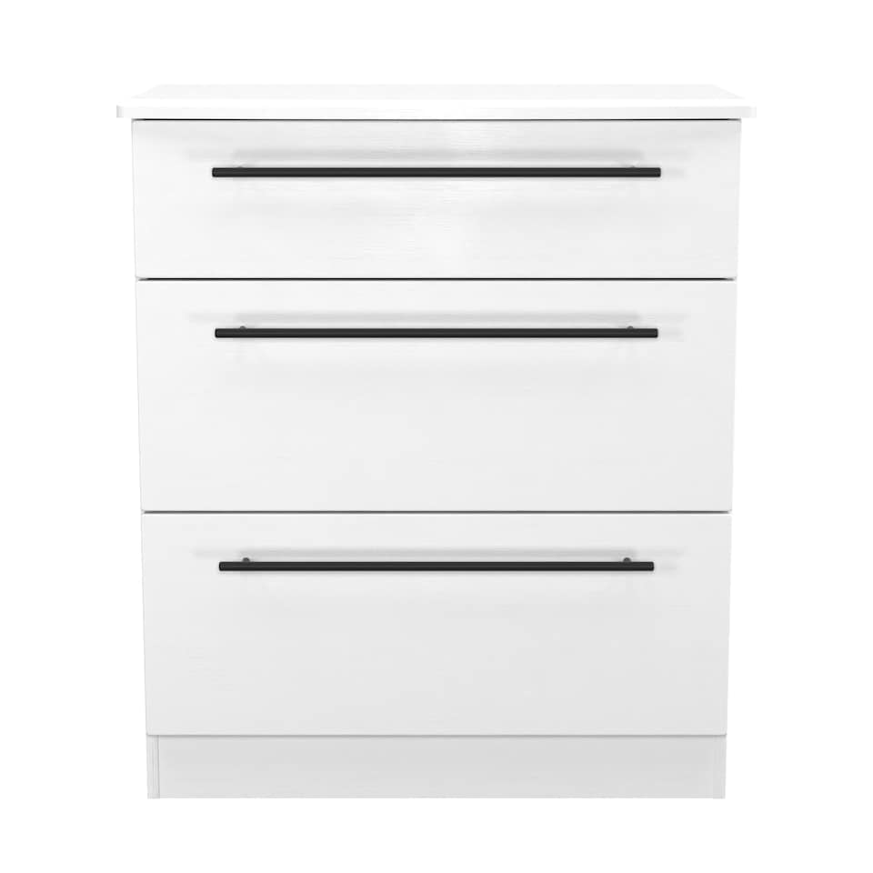 image 1 of Howard 3 Drawer Deep Chest of Drawers in White Ash (Ready Assembled) | White | White Ash