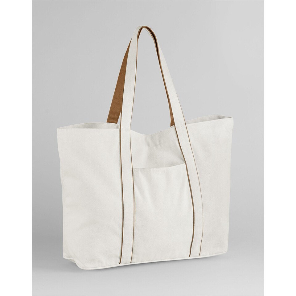 image 1 of Westford Mill Courtside Large Tote Bag | White | Soft White/Caramel | One Size | 1