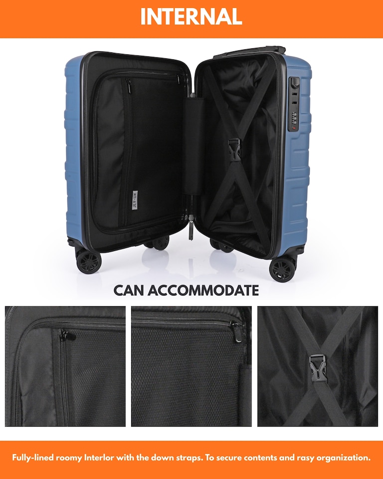 image 1 of Hard Shell Cabin Luggage 40x30x20 Carry On Suitcase TSA Lock | Blue | Harbour Blue | Cabin Bag