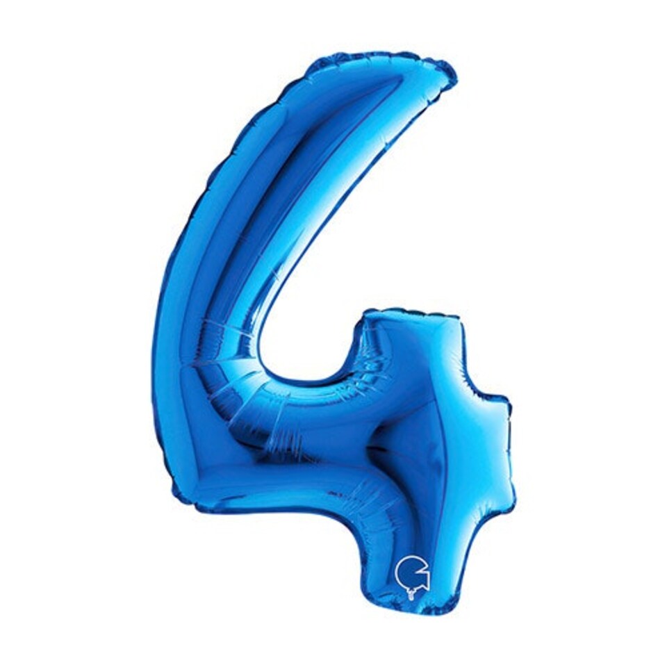 Blue Number 4 Air Fill Foil Balloon 36cm / 14 in