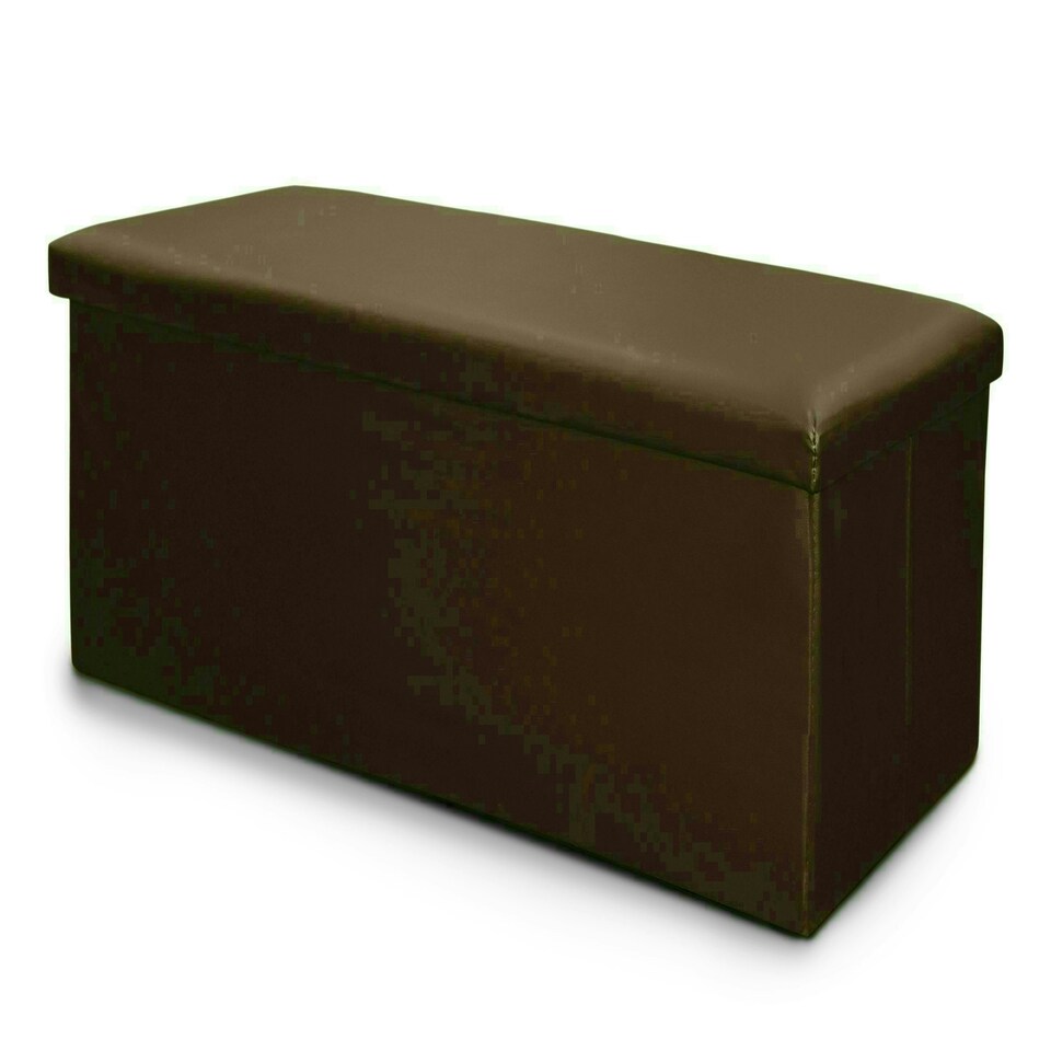 image 1 of Home Republic Faux Leather Storage Ottoman - 76cm x 38cm Foldable Brown