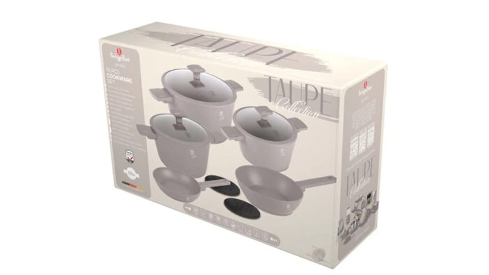 image 1 of Berlinger Haus 10 Pc Aluminium Non Stick Induction Pots & Pans Cookware Set | Clear | Taupe | 10