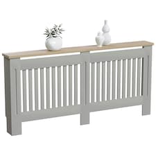 Vida Designs Arlington Radiator Cover Painted MDF Slatted Cabinet, Grey, 172cm